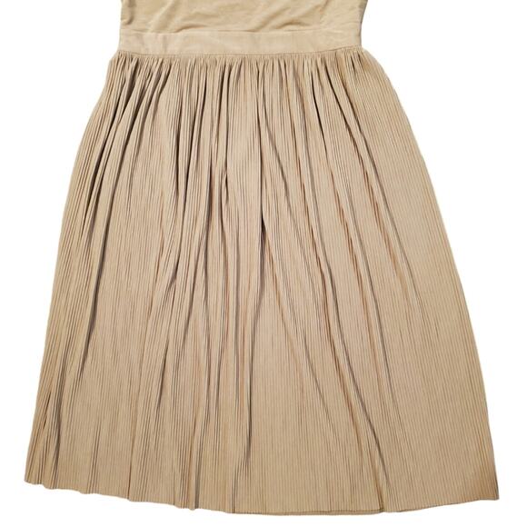 NWT Catherine Malandrino Balletcore Taupe Pleated Midi Sleeveless Dress Sz 8 - Picture 3 of 11